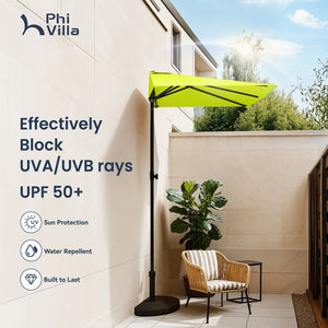 2.5 x 1.3m Half Garden Parasol with Clamp Base