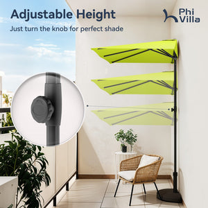 2.5 x 1.3m Half Garden Parasol with Clamp Base