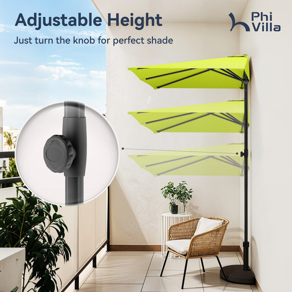 2.5 x 1.3m Half Garden Parasol with Clamp Base