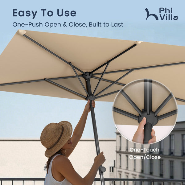 2.5 x 1.3m Half Garden Parasol with Clamp Base