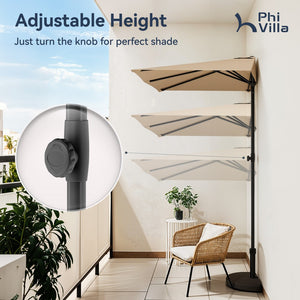 2.5 x 1.3m Half Garden Parasol with Clamp Base