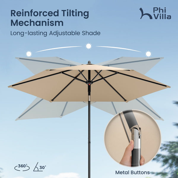 2.3m Tilting Portable Garden Parasol with Clamp for Balcony and Patio