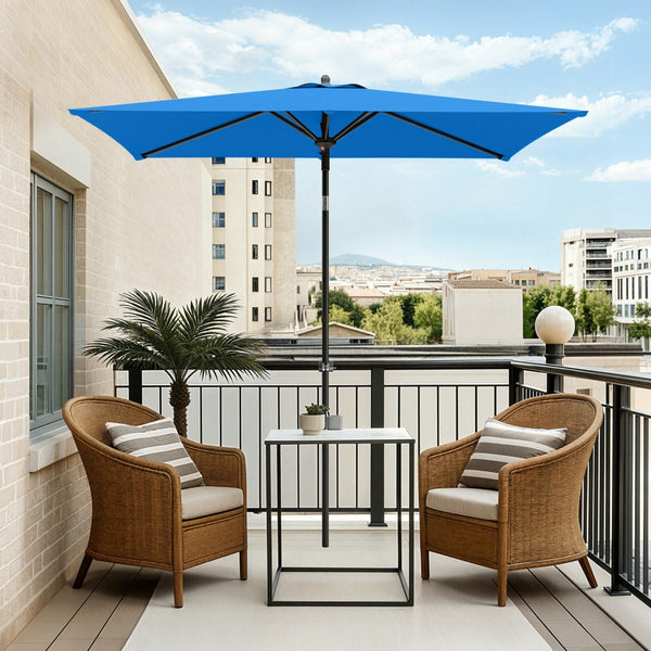 2.1 x 1.4m Tilting Portable Square Garden Parasol with Clamp