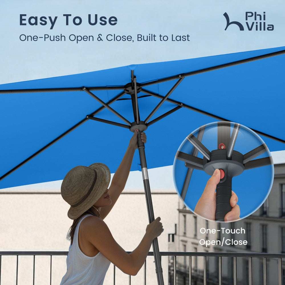2.1 x 1.4m Tilting Portable Square Garden Parasol with Clamp