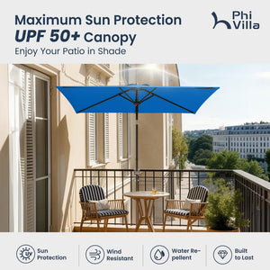 2.1 x 1.4m Tilting Portable Square Garden Parasol with Clamp