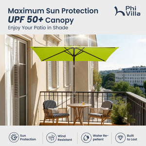 2.1 x 1.4m Tilting Portable Square Garden Parasol with Clamp