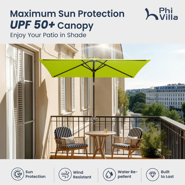 2.1 x 1.4m Tilting Portable Square Garden Parasol with Clamp
