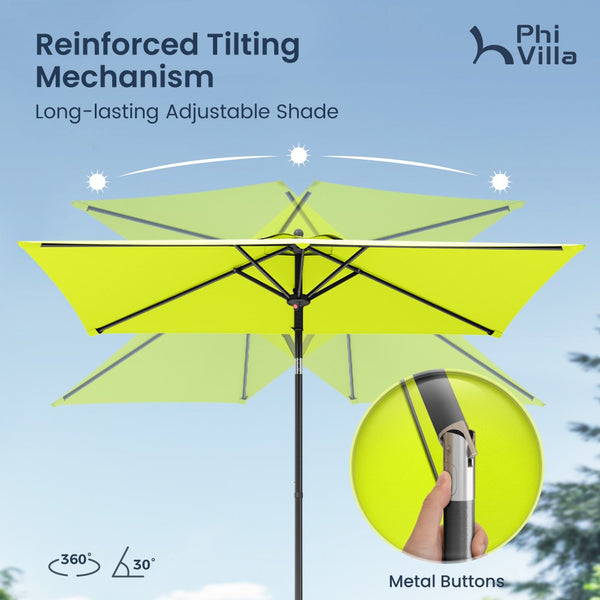 2.1 x 1.4m Tilting Portable Square Garden Parasol with Clamp