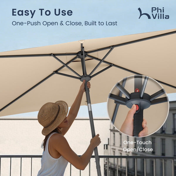 2.1 x 1.4m Tilting Portable Square Garden Parasol with Clamp