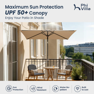 2.1 x 1.4m Tilting Portable Square Garden Parasol with Clamp