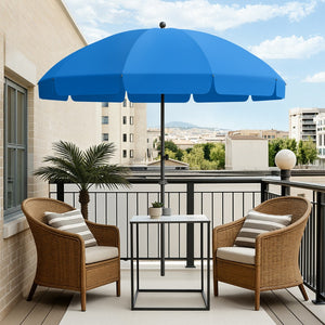 Round Tilting Portable Garden Sun Umbrella with Clamp and Cover for Patio and Balcony