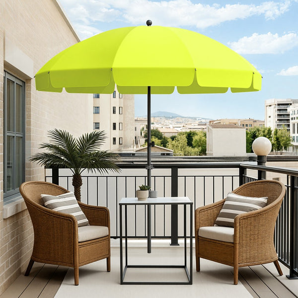 Round Tilting Portable Garden Sun Umbrella with Clamp and Cover for Patio and Balcony