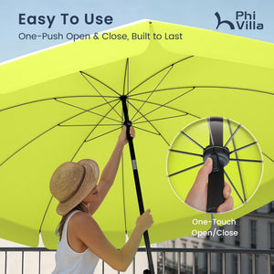 Round Tilting Portable Garden Sun Umbrella with Clamp and Cover for Patio and Balcony