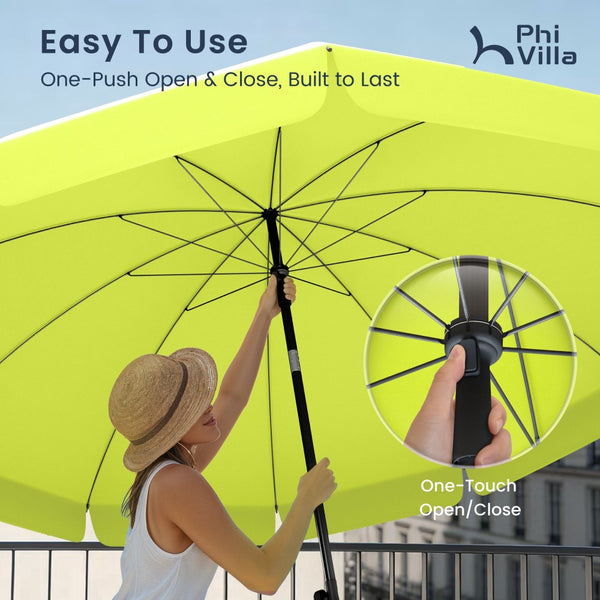 Round Tilting Portable Garden Sun Umbrella with Clamp and Cover for Patio and Balcony