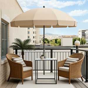 Round Tilting Portable Garden Sun Umbrella with Clamp and Cover for Patio and Balcony