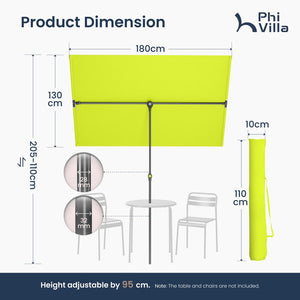 1.8 x 1.3m Portable Adjustable 360° Tilting Patio Parasol with Clamp and Cover