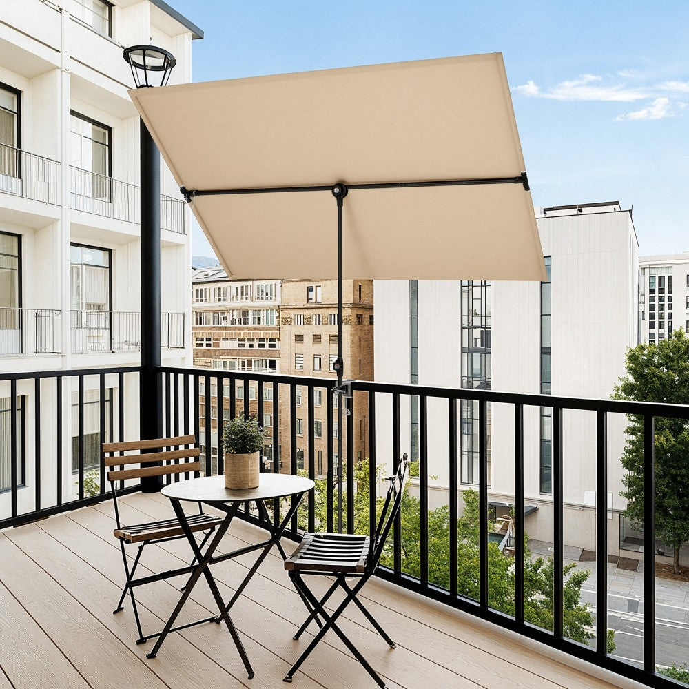 1.8 x 1.3m Portable Adjustable 360° Tilting Patio Parasol with Clamp and Cover