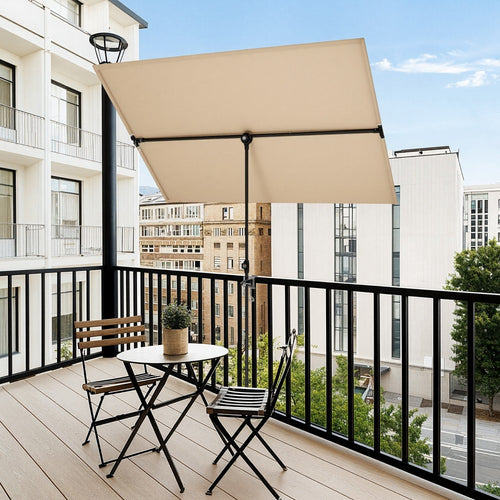 1.8 x 1.3m Portable Adjustable 360° Tilting Patio Parasol with Clamp and Cover