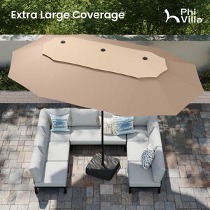 4.5m 2 Tier Large Double-Sided Patio Vented Umbrella with Base