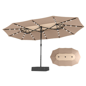 4.5m 2 Tier Large Double-Sided Patio Vented Umbrella with Base