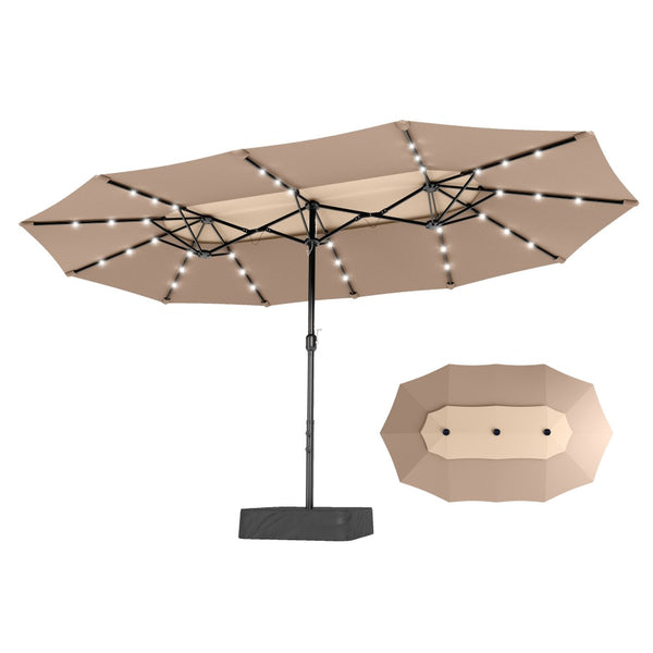 4.5m 2 Tier Large Double-Sided Patio Vented Umbrella with Base