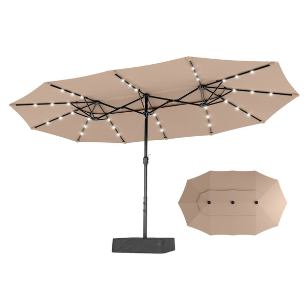 4.5m 2 Tier Large Double-Sided Patio Vented Umbrella with Base