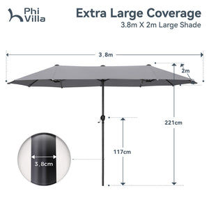 4m Large Double-Sided Garden Parasol