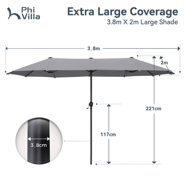 4m Large Double-Sided Garden Parasol