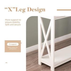 White Farmhouse Console Table for Entryway or Hallway