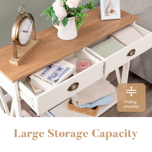 White Farmhouse Console Table for Entryway or Hallway