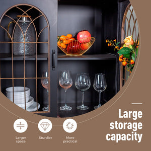 Accent Storage Cabinet with Metal Church Window Doors and Distressed Finish