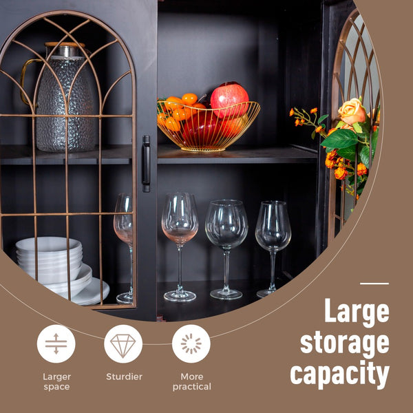 Accent Storage Cabinet with Metal Church Window Doors and Distressed Finish