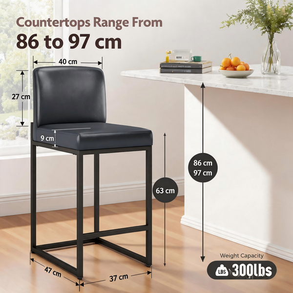Counter Height PU Leather Bar Stool with Backrest