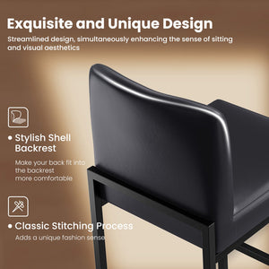 Counter Height PU Leather Bar Stool with Backrest