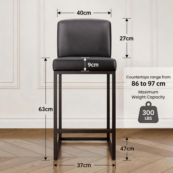 Counter Height PU Leather Bar Stool with Backrest