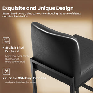 Counter Height PU Leather Bar Stool with Backrest