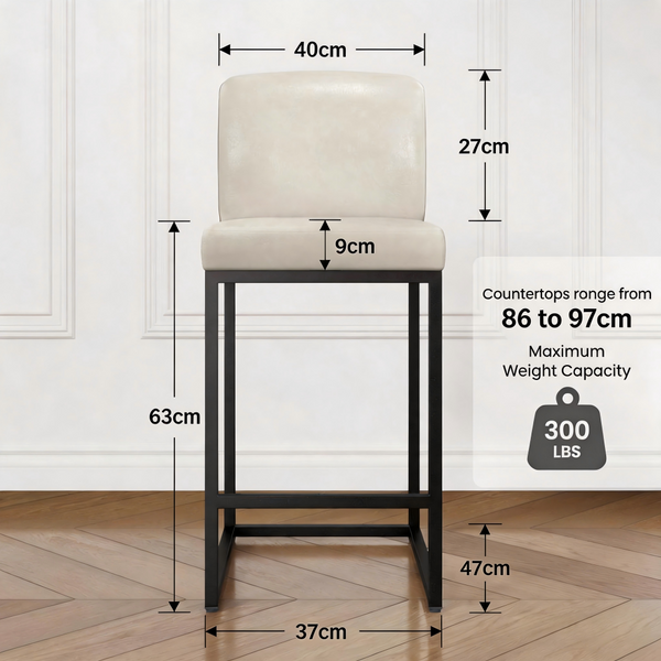 Counter Height PU Leather Bar Stool with Backrest