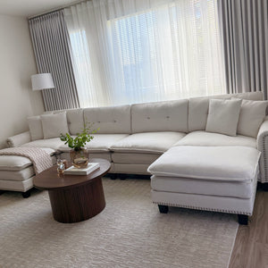 Charleston U-Shaped Linen Effect Sofa with Ottoman