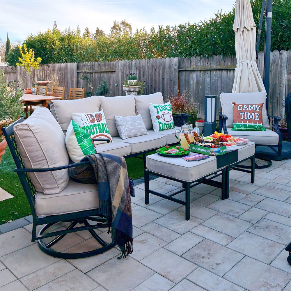 7-Seater Garden Metal Diamond Sofa with Ottomans