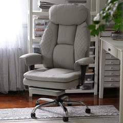 Faux Leather High-Back Executive Office Chair with Footrest & Adjustable Armrests