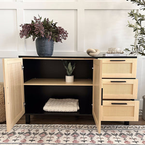Natural Rattan Storage Sideboard Buffet Cabinet and Chest of Drawers
