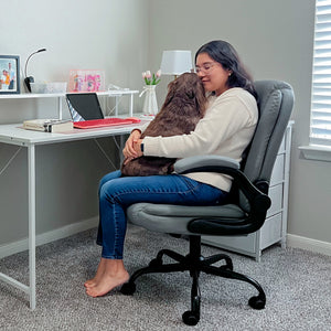Diamond-Quilted PU Leather Office Chair with Flip-Up Armrests