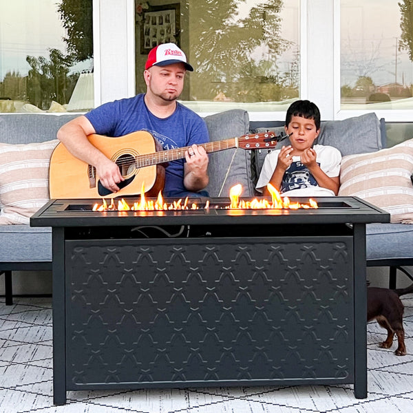 50,000 BTU Smokeless Gas Fire Pit Table with Lid for Garden