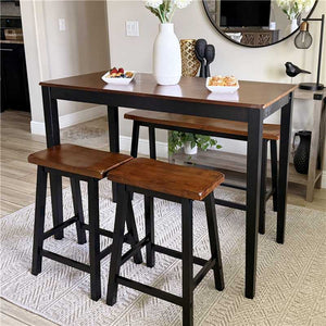 PHI VILLA Wood Counter Height Dining Set for 4 with Bench & 2 Chairs