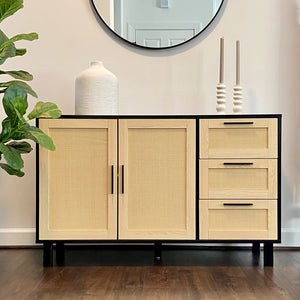 Natural Rattan Storage Sideboard Buffet Cabinet and Chest of Drawers