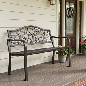 Outdoor Cast Iron Garden Bench with Unique Three-Dimensional Pattern
