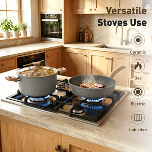 Ultimate 30 Pieces Granite-Coating Nonstick Induction Cookware Set for Easy Dinner Ideas