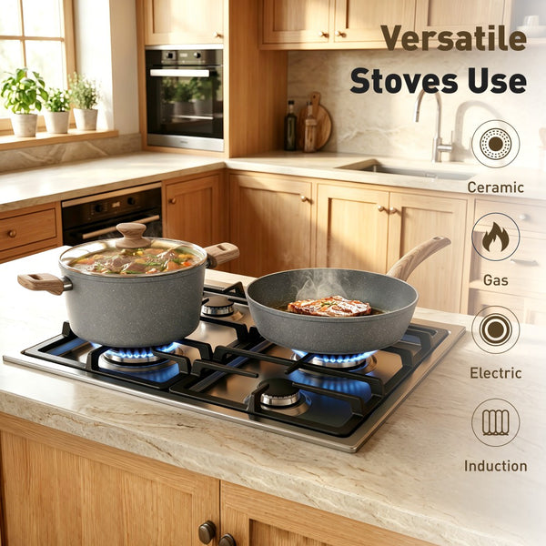 Ultimate 30 Pieces Granite-Coating Nonstick Induction Cookware Set for Easy Dinner Ideas