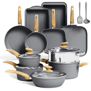 Induction Nonstick Granite-Coating 17 Piece Cookware Set