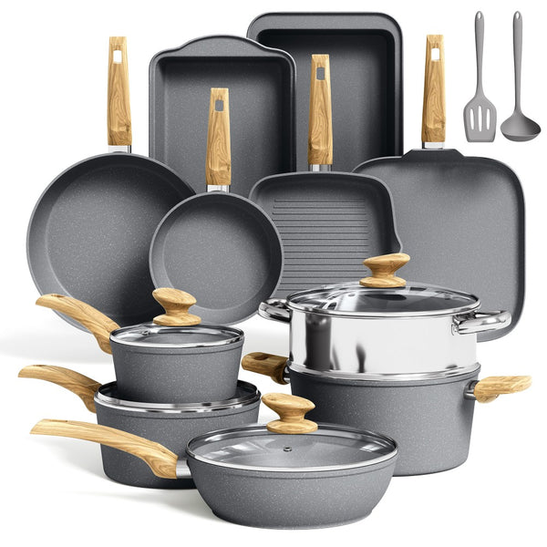 Induction Nonstick Granite-Coating 17 Piece Cookware Set
